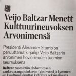 Veijo Baltzar Menettää Kulttuurineuvoksen Arvonimensä download